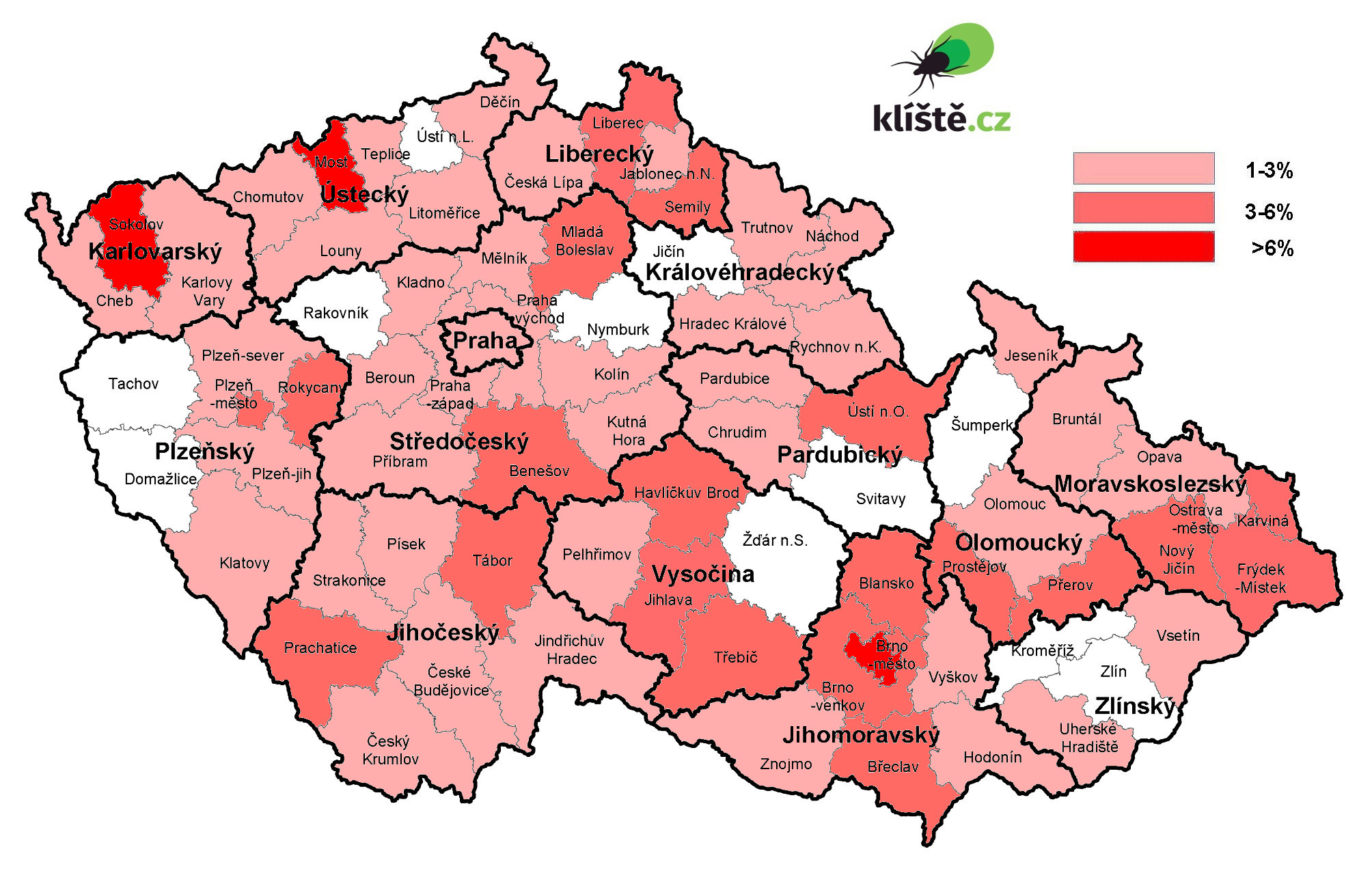 Výskyt TBEV v klíšťatech